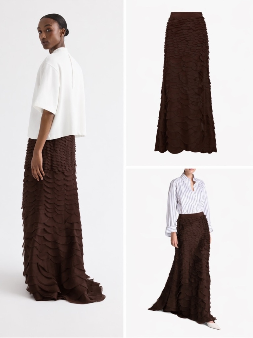 NWT TWP Everlasting Love Silk Organza Maxi Skirt Chocolate Brown Size 10